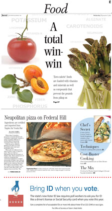 Food Section front page from The Providence Journal