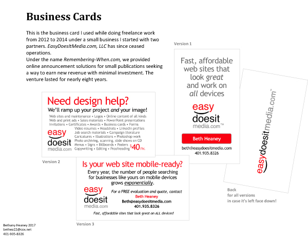 Easydoesitmedia business cards